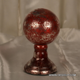 Rd Silver Glass Red Colored Finial Christmas Ornaments