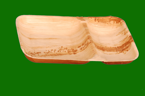 Areca Rectangle Plate 2 Compartment 9.5 x 6
