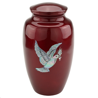 Shiny Red Dove Cremation Urn For Ashes