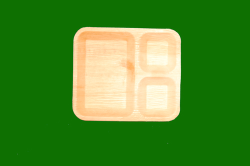 Areca Rectangle Plate 3 Compartment Plate 10 x 9