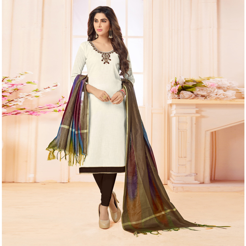 White Hand Work Cotton Salwar Suit