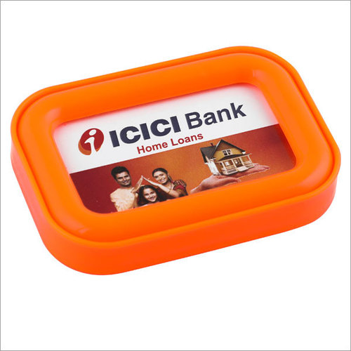 PLASTIC PAPER WEIGHT - Plastic, 8x6x1 cm, Orange | Lightweight, Durable, Customizable, Attractive Design, Stable Base