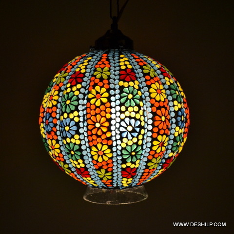Multicolor Multi Color Handmade Mosaic  Hanging Lamp