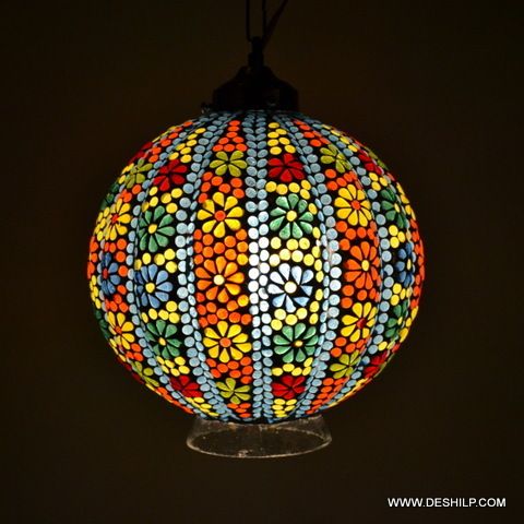 MULTI COLOR HANDMADE MOSAIC  HANGING LAMP