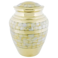 Mother of Pearl Double Band Brass Urn