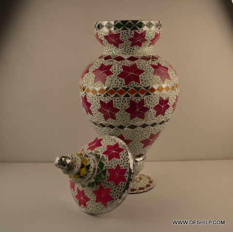 GLASS MOSAIC BIGGER JAR WITH LID