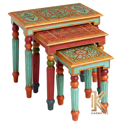 3 Painted Table Set By KARMA INC