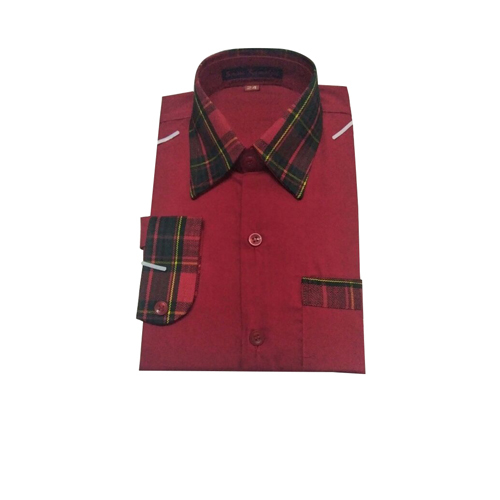 Checked Collar Neck School Uniform Shirt