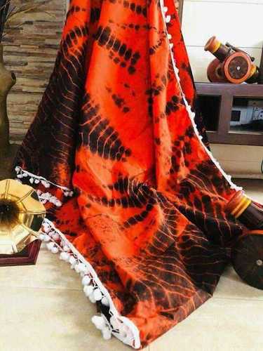 Printed Cotton Saree with Pompom