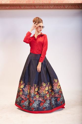 Satin Shirt With Satin Skirt