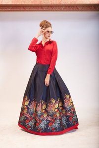 Satin Shirt With Satin Skirt