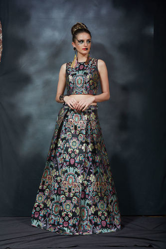 Poly Silk Brocade Skirt Set