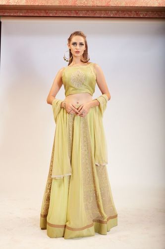 Machine Embroidered Lucknowi Kali Skirt Set