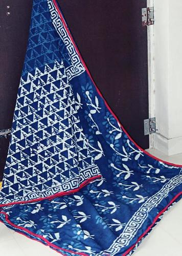 Indigo Print Cotton Saree