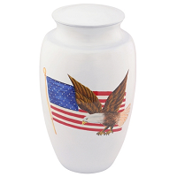American Pride White Cremation Urn