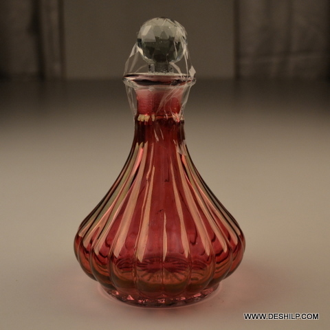 COLOR AND CUT GLASS DECANTER