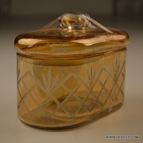 YELLOW COLOR OPAL GLASS JAR