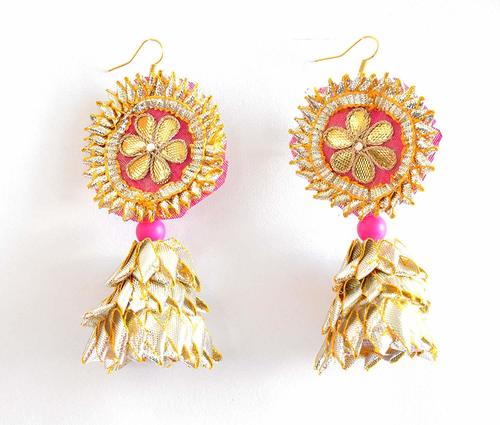 Royal Rajasthani Pink Gota Patti Earrings for Women & Girls