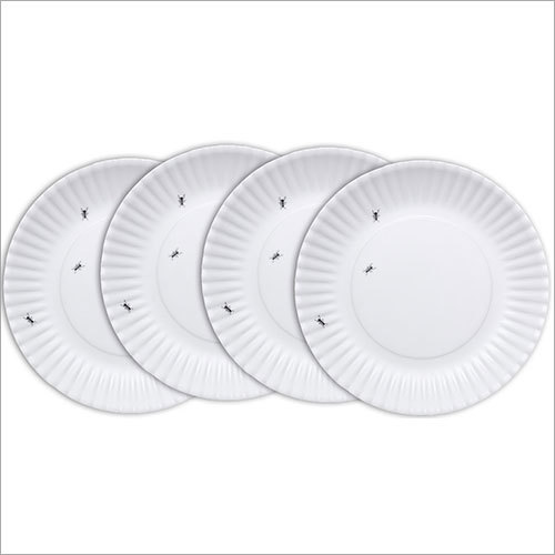 White Melamine Plate - 10 Inch Ribbed, White Color | Lightweight, Durable, Easy to Clean, Stylish & Food Safe Design