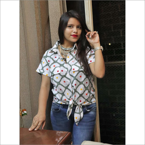Dotted Cotton Ladies Shirts
