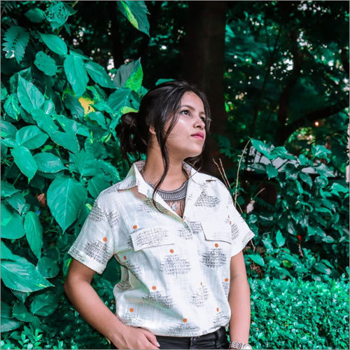 Printed white Ladies Cotton Shirts