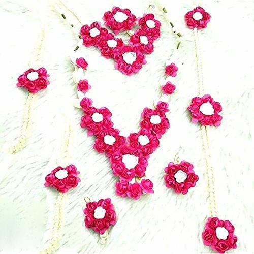pink White Flower Jewelry Set with 2 Necklaces Earrings