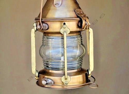 Antique Marine Ship-Lantern Boat Light Anchor-Lamp Cargo Ship Oil Kerosene Lamp By PIRU ENTERPRISES