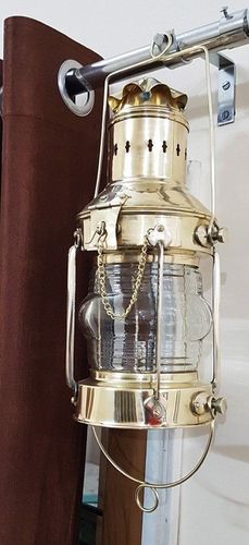 Antique Brass Oil Lamp Maritime Ship Lantern-Anchor Boat Light Nautical Lamps By PIRU ENTERPRISES