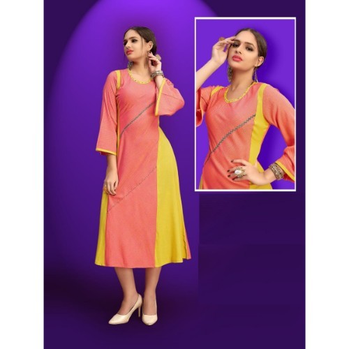 Embroidered Kurti - Rayon Fabric, Length 40-49 Inches, Bust Size 33-44 Inches | Alluring Design, Perfect Fit, 3-4th Sleeve Style, Versatile for Any Season