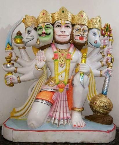 Light Weight Marble Panchmukhi Hanuman Statue