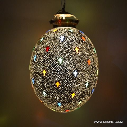 Glass Black Mosaic Wall Hanging Lamp