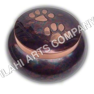 Brass Metal Pet Cremation Urn - 6 inches, Antique Brass Color | Handmade, 150 Cubic Inches Volume, Coated Finish