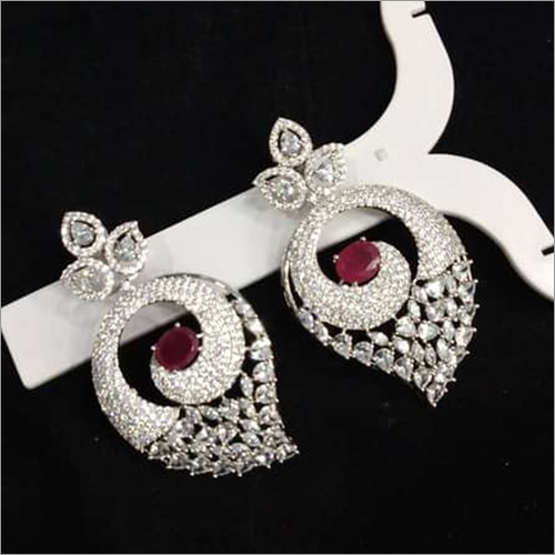 Designer Imitation Earrings - Elegant Silver-tone Finish, Multi-Color Gemstone Accents, Lightweight and Comfortable for Daily Wear