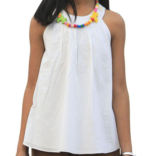 Ladies White Top - Cotton, Varied Sizes, White | Soft Fabric, Stylish Design, Comfortable, Sleeveless, Casual Hip Length
