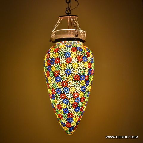 LONG PAPITA SHAPE GLASS MOSAIC HANGING