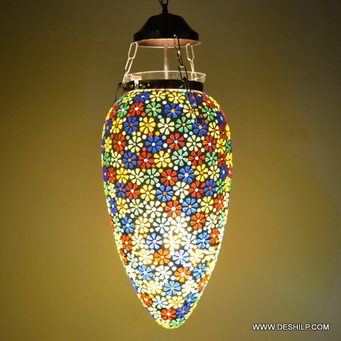 LONG SIZE GLASS WALL MOSAIC HANGING LAMP