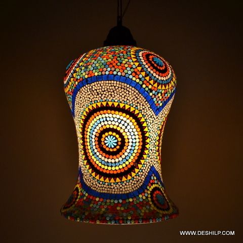 GLASS WALL DECORATED MOSAIC WALL HANGING LAMP