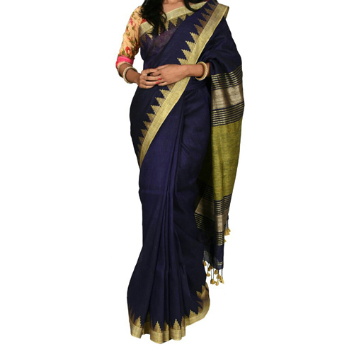 Blue Linen Saree
