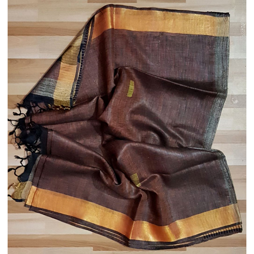 Brown Linen Saree