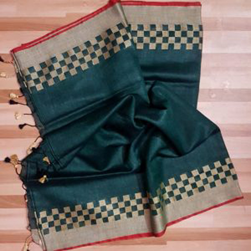Green Linen Saree