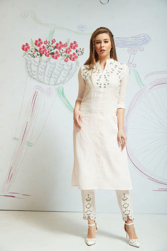 Embroidered Linen Tulip Pant Set
