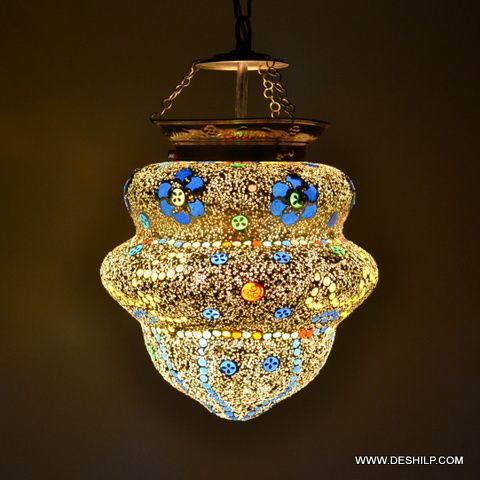 UNIQUE SHAPE MOSAIC GLASS WALL HANGING LAMP