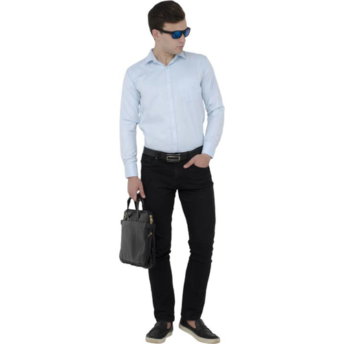 AURUM LUXE Men Solid Formal Blue Shirt