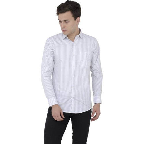 Mens Striped Formal White Shirt