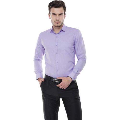 Mens Solid Formal Purple Shirt