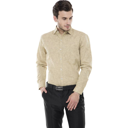 Mens Solid Formal Brown Shirt