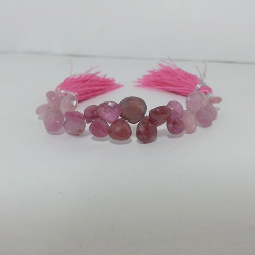 Natural Ruby Heart Shaped Faceted Briolette Beads