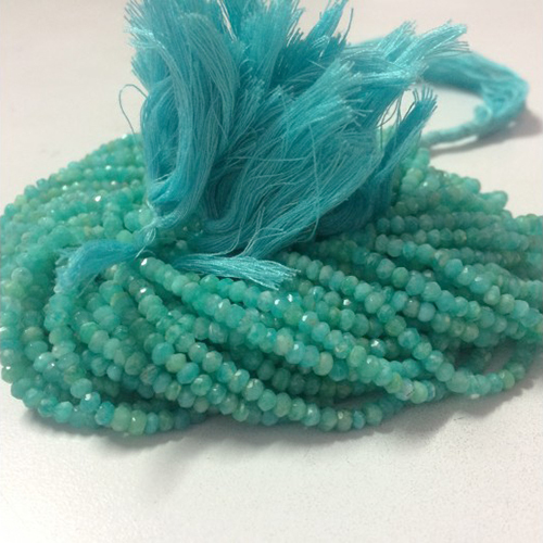 Natural Amazonite Faceted Rondelle Beads Strand