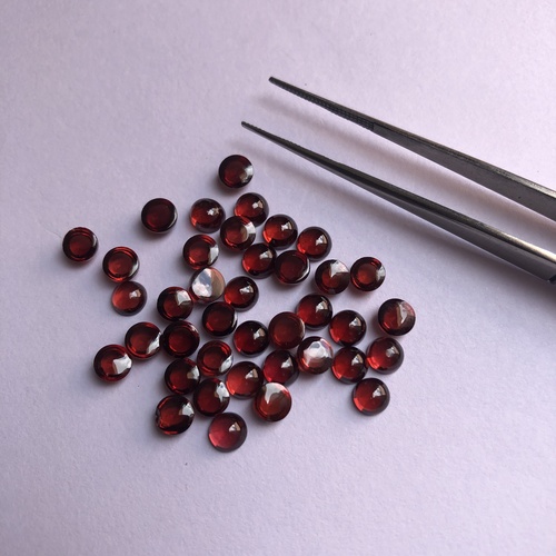 Stone Natural Red Garnet Smooth Round Cabochon