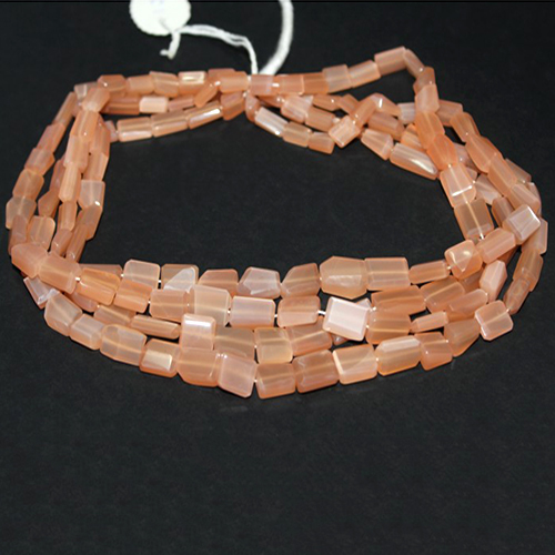 Natural Peach Moonstone Faceted Nuggets Tumble Beads Strand